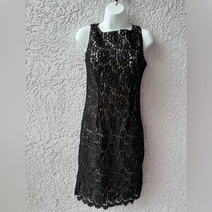 Ann Taylor lace sleeveless black dress size 6